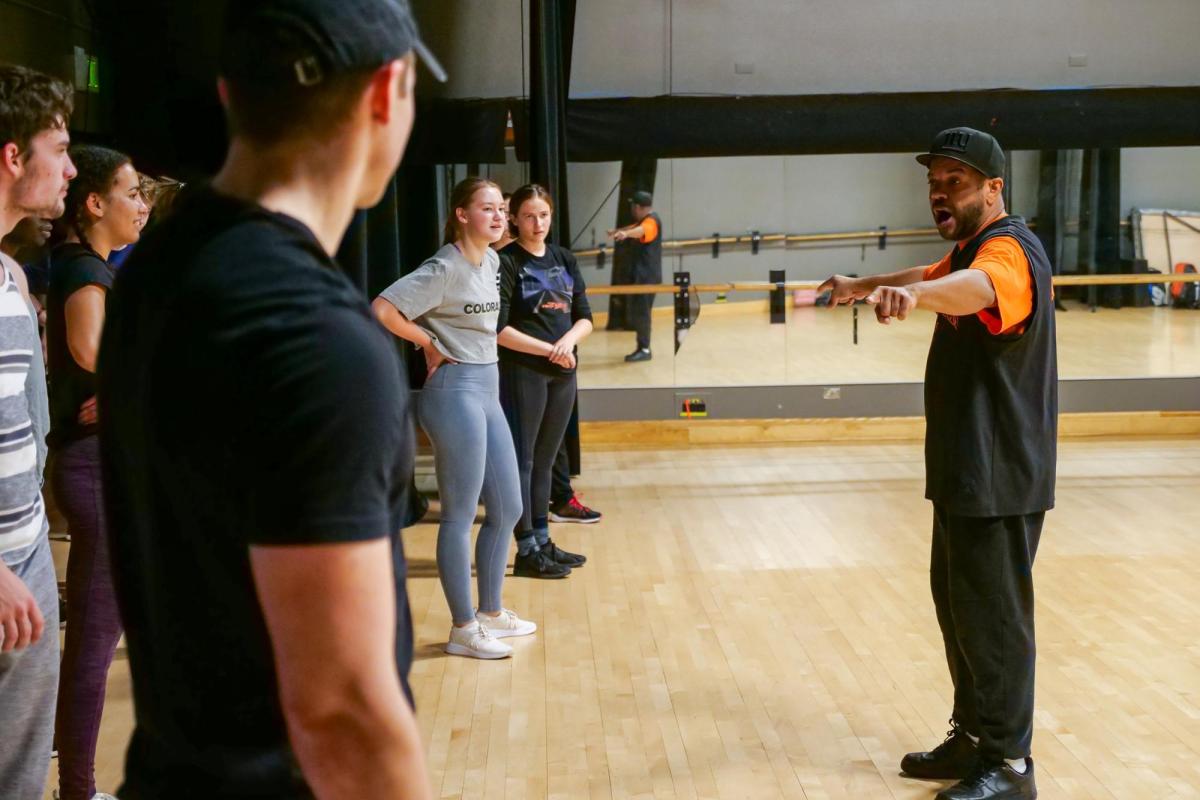 Professor and students in Hip Hop class
