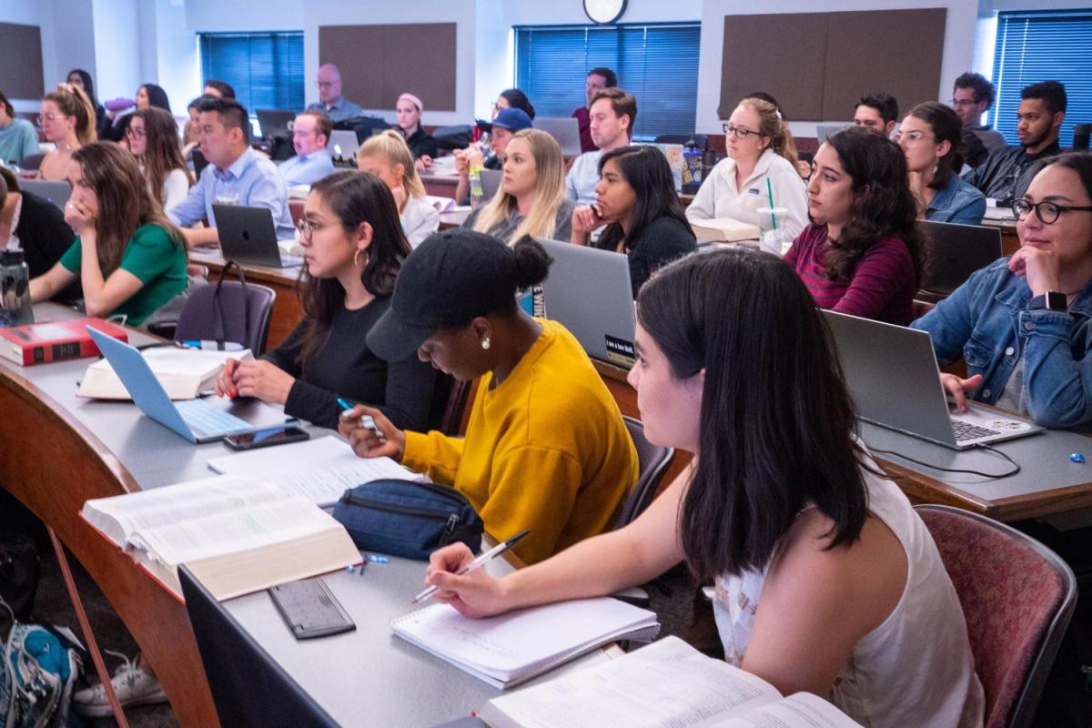Students attending law class