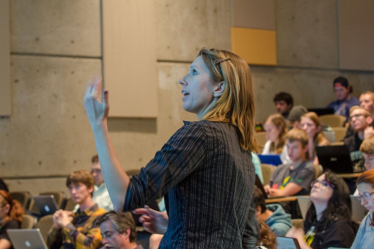Professor teaching Computer Science class