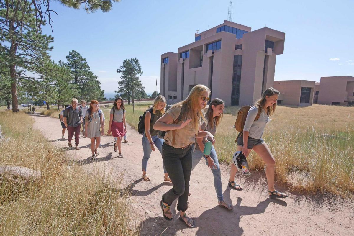 Students hiking at NCAR