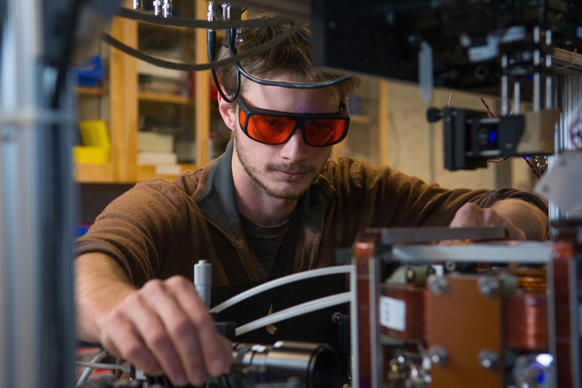 Student in Physics lab