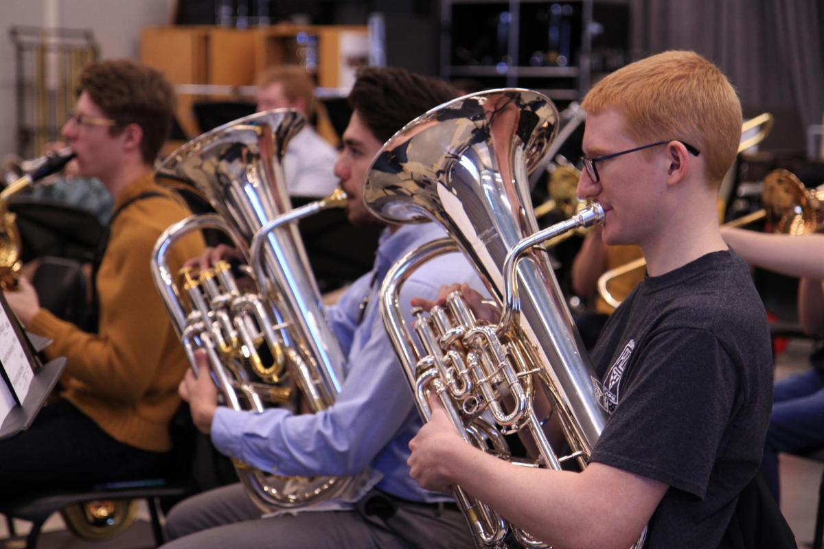 Students playing instruments in music class