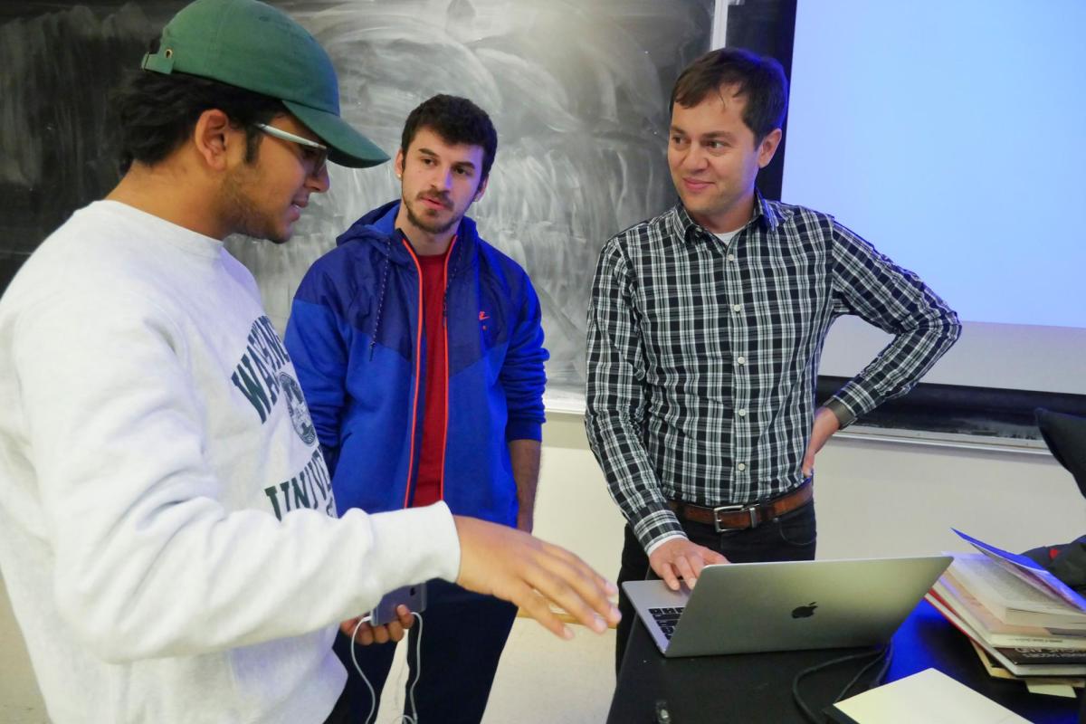 Students and professor in class