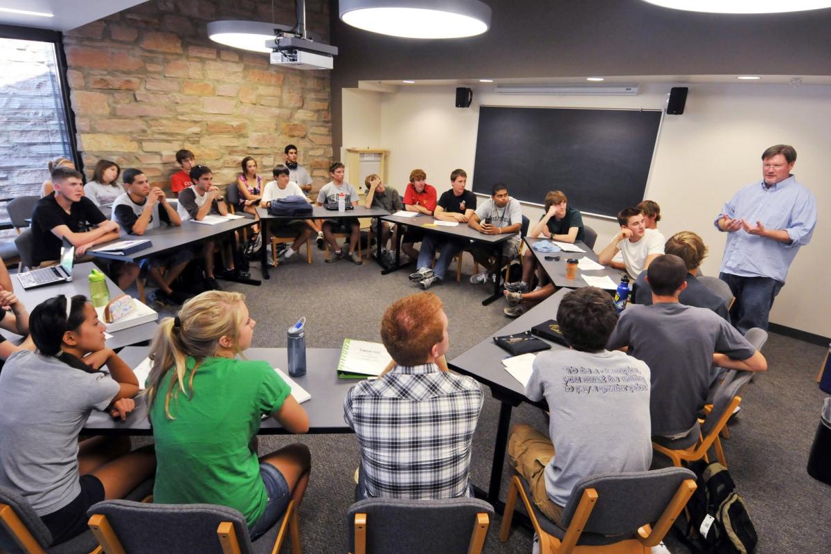 Professor teaching English class