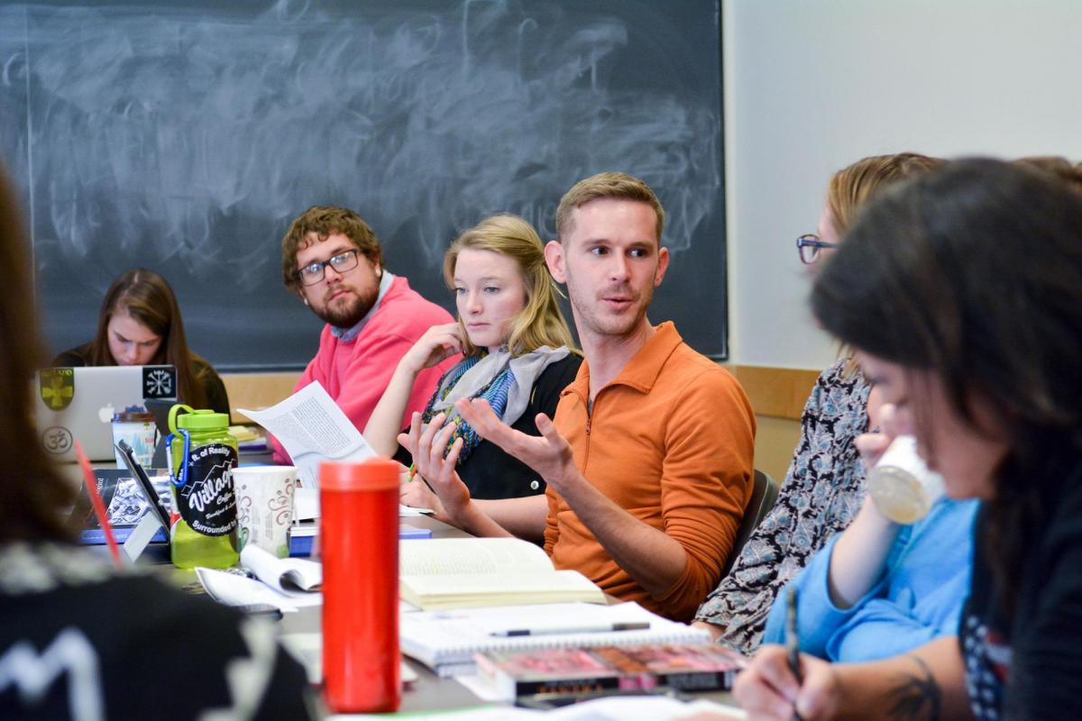 Student discussion in Religious Studies class