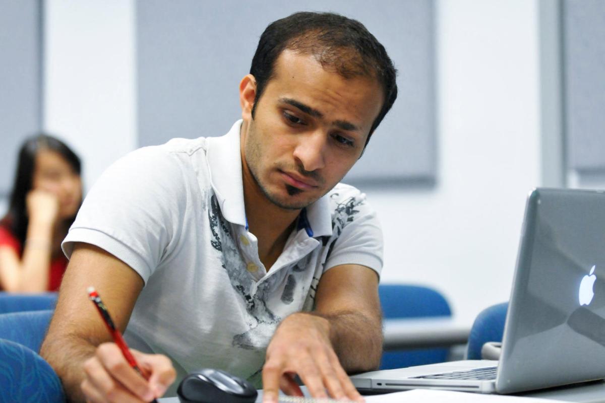 Student in class