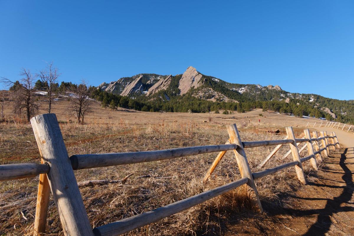Wooden fence by trail in Chautauqua Park