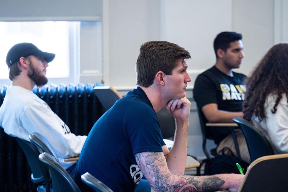 Students attending class