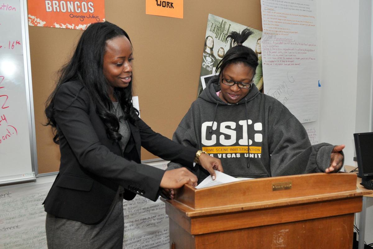 University of Colorado law students at podium