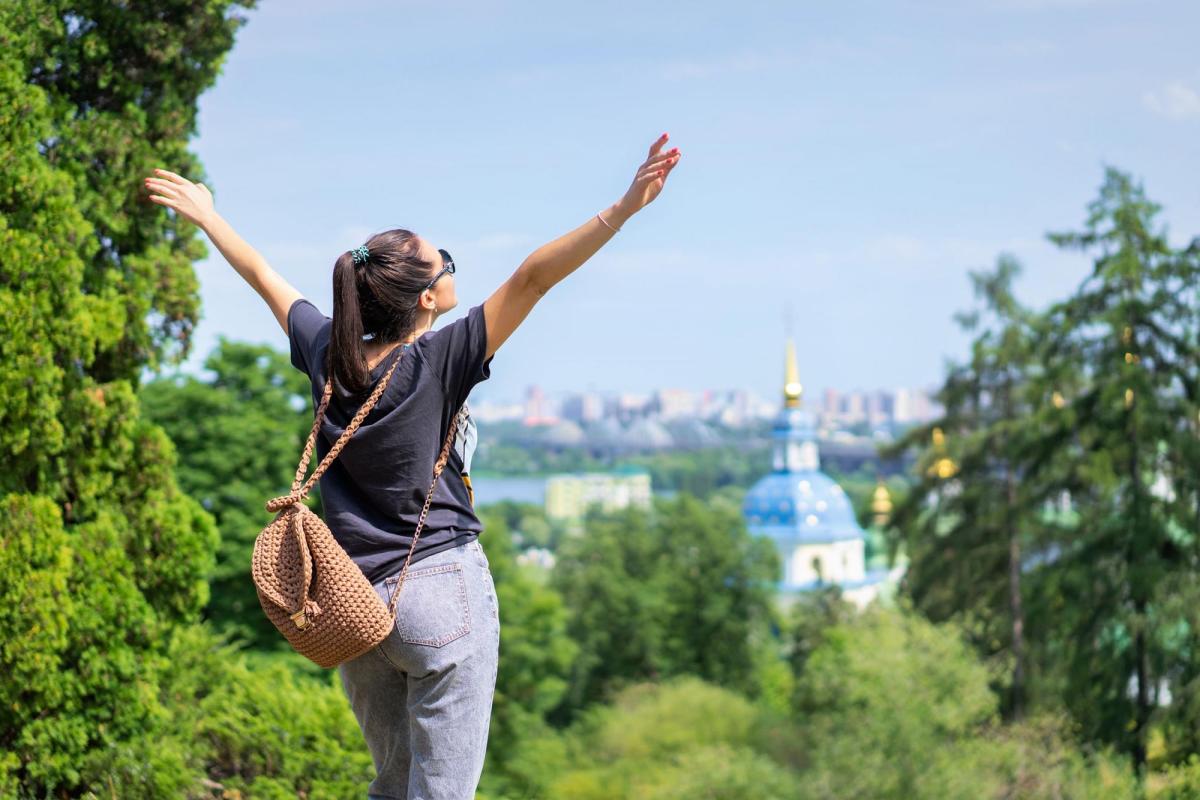 Student celebrating traveling