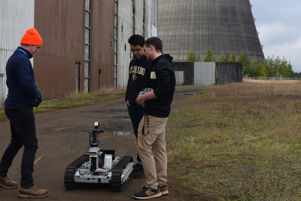 Students with robot