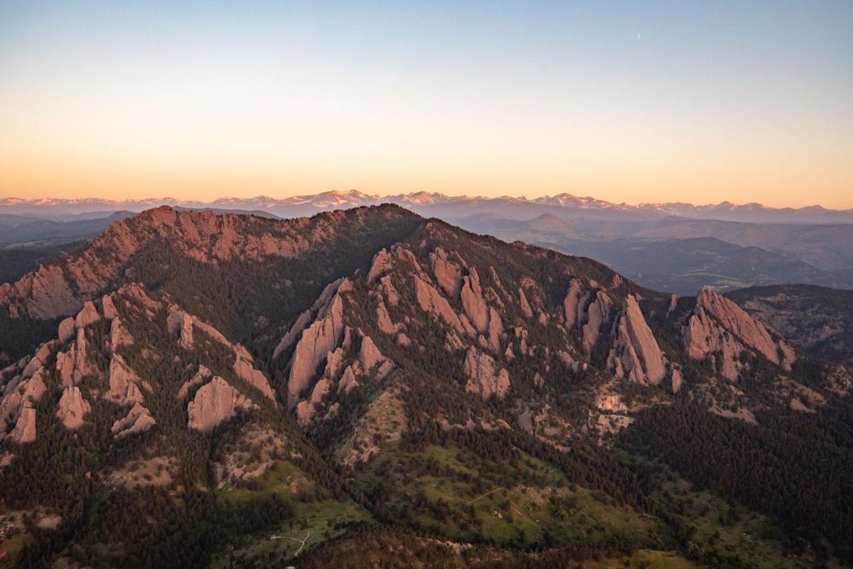 Boulder Flatirons at sunset
