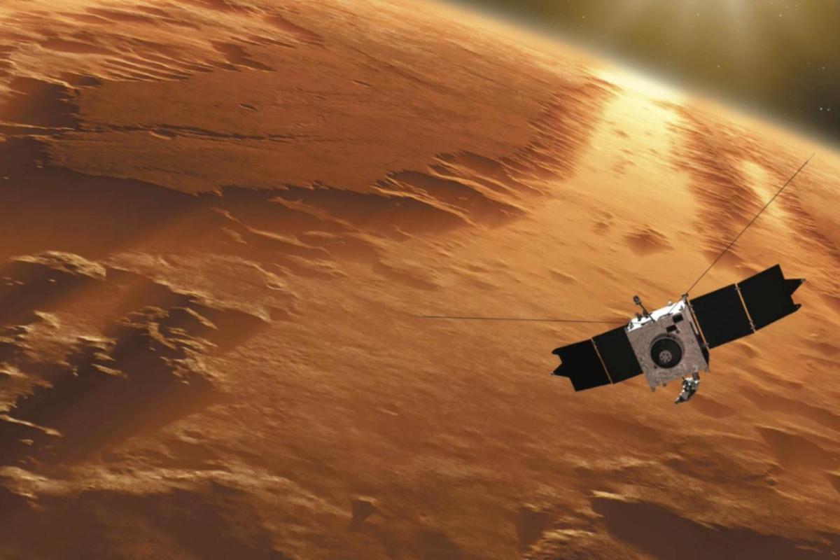 MAVEN floating over planet