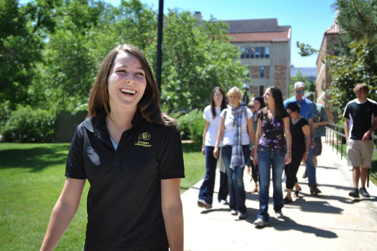 Student ambassador leading campus tour