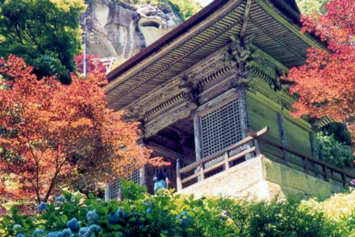 Building in Asia surrounded by colorful trees