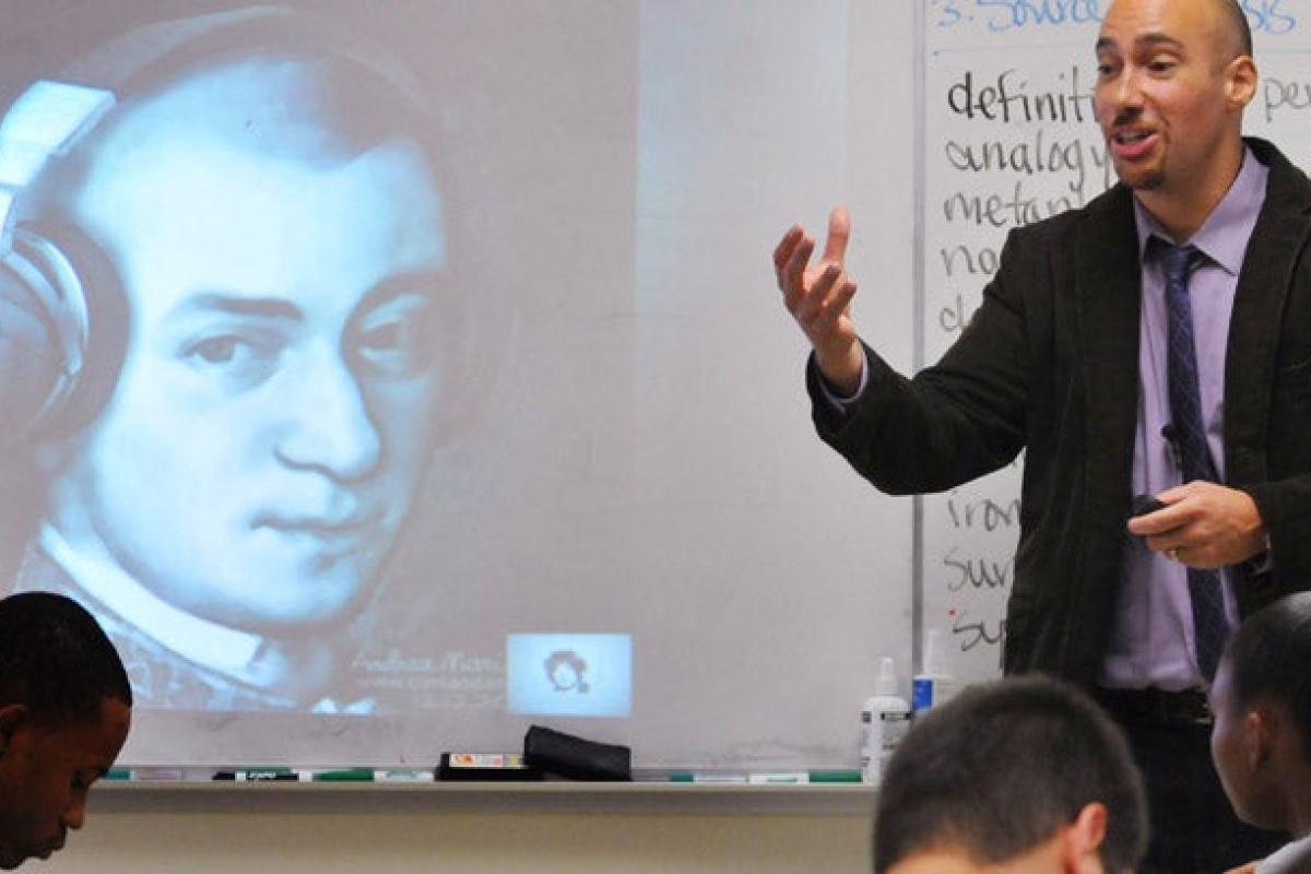 Professor giving a lecture to students