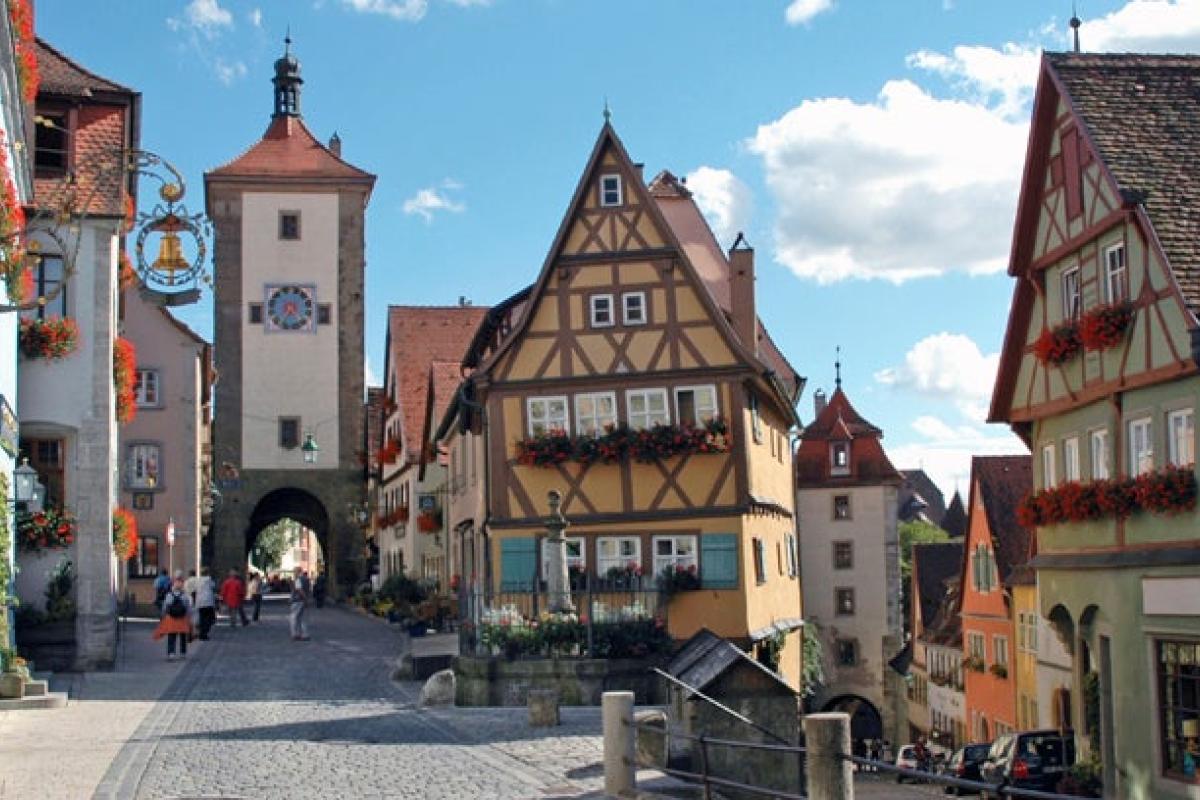 Scenic view of small german town