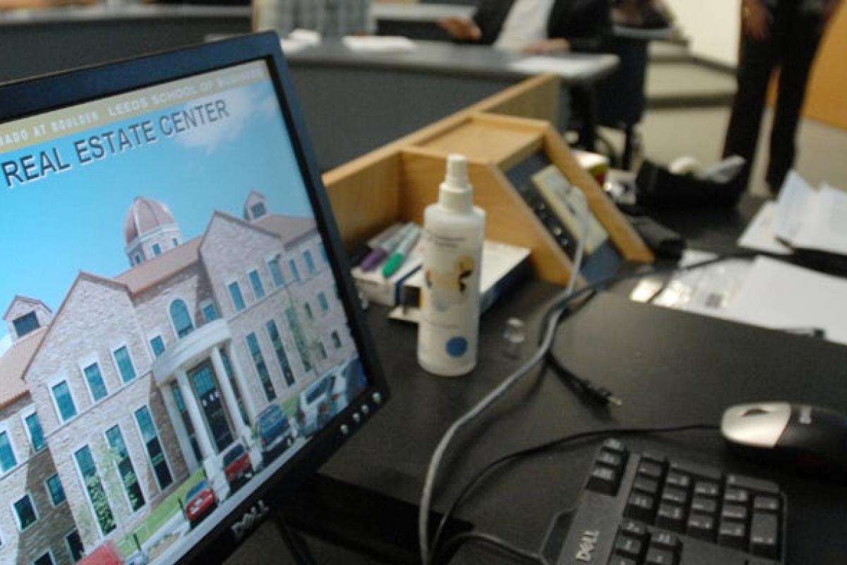 Computer screen showing CU Real Estate Center