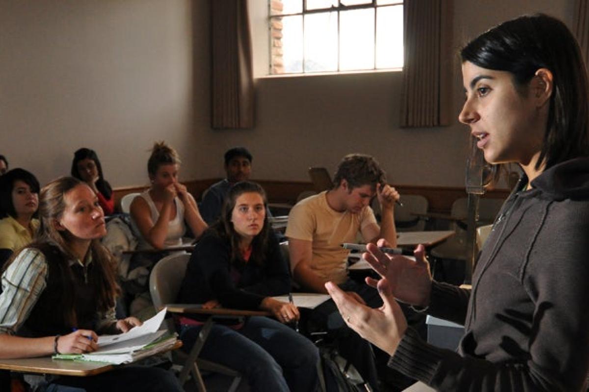 Professor teaching Spanish class