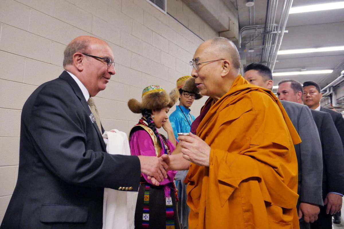 Chancellor Phil DiStefano with the Dalai Lama in 2016