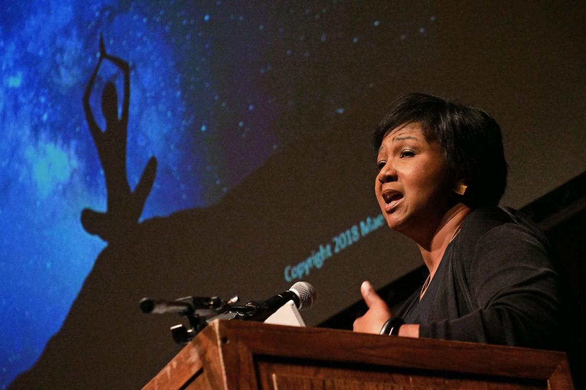Former NASA astronaut Mae Jamison, M.D. during the Leo Hill Leadership Speaker Series