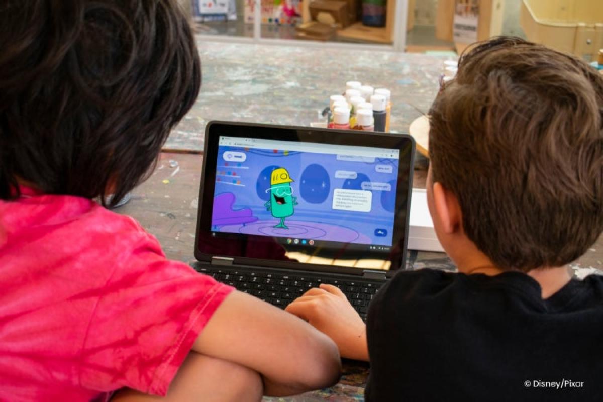 Children using an app on a tablet