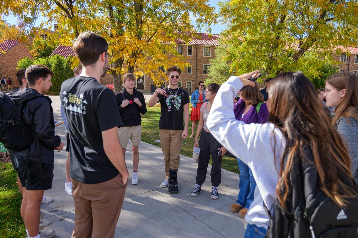 Transfer student's connecting on a fall day for National Student Transfer Week
