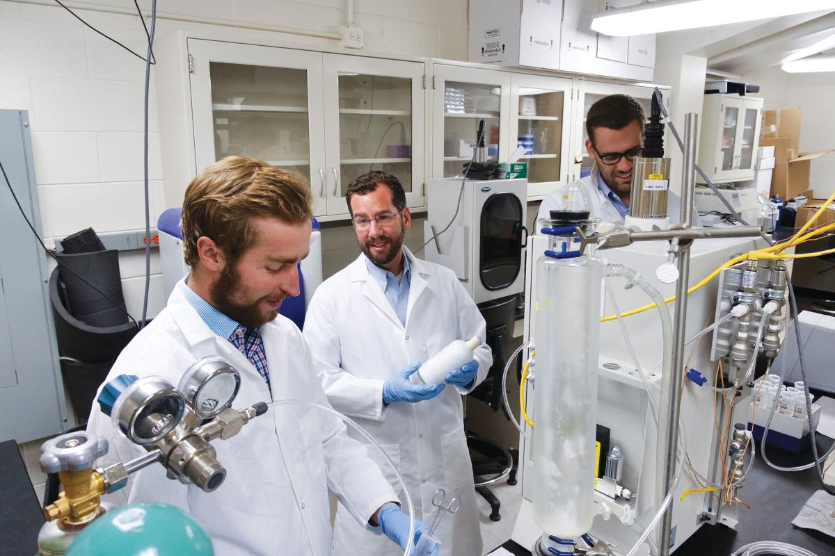 Mark Borden and team members in the lab