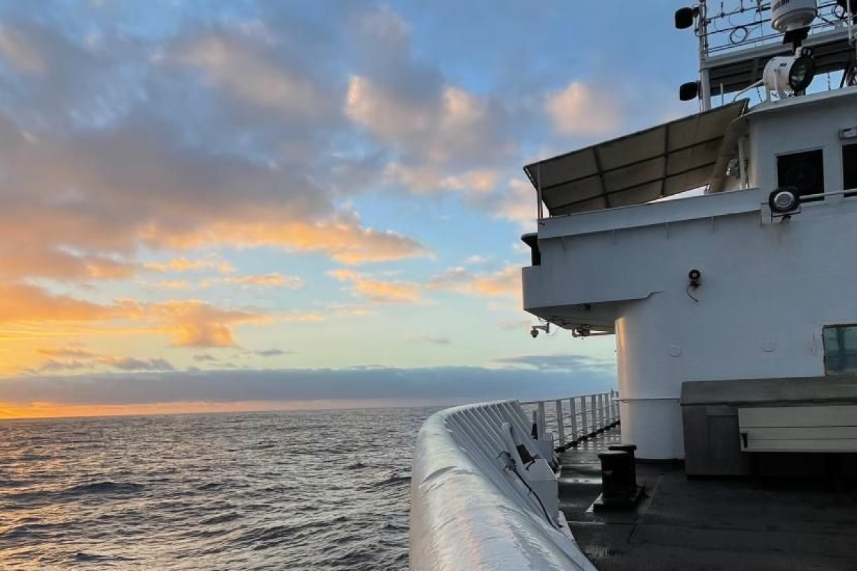 A ship conducting research at sea