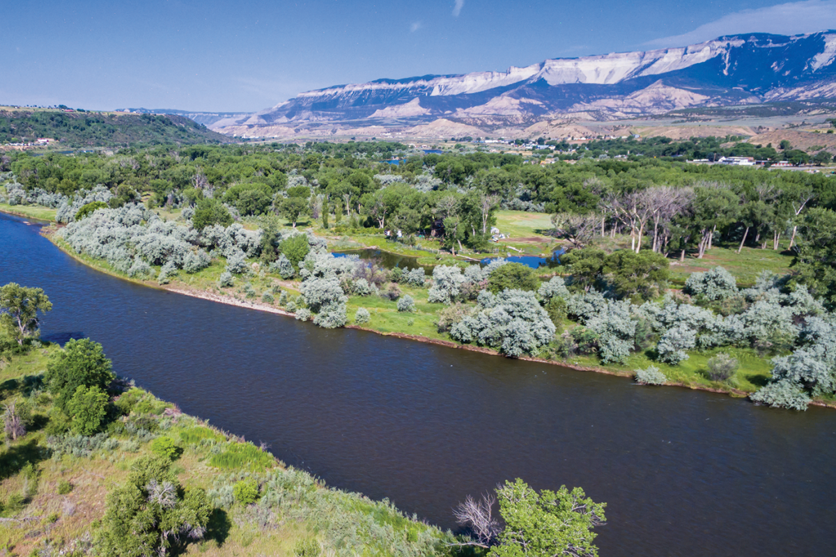 Aerial view of river in Wyoming