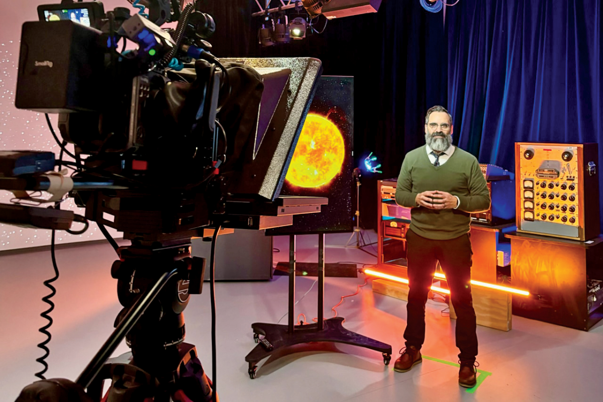 Dr. Jorge Perez-Gallego on set for “The Science of a Total Solar Eclipse” livestream