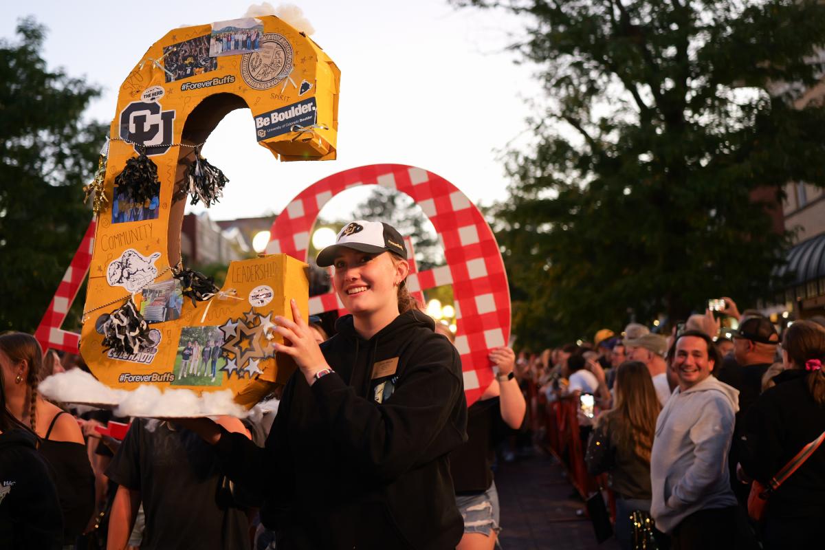 Students walking in annual homecoming parade