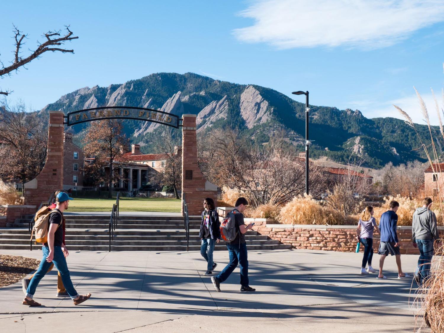 Students walking by Farrand Field