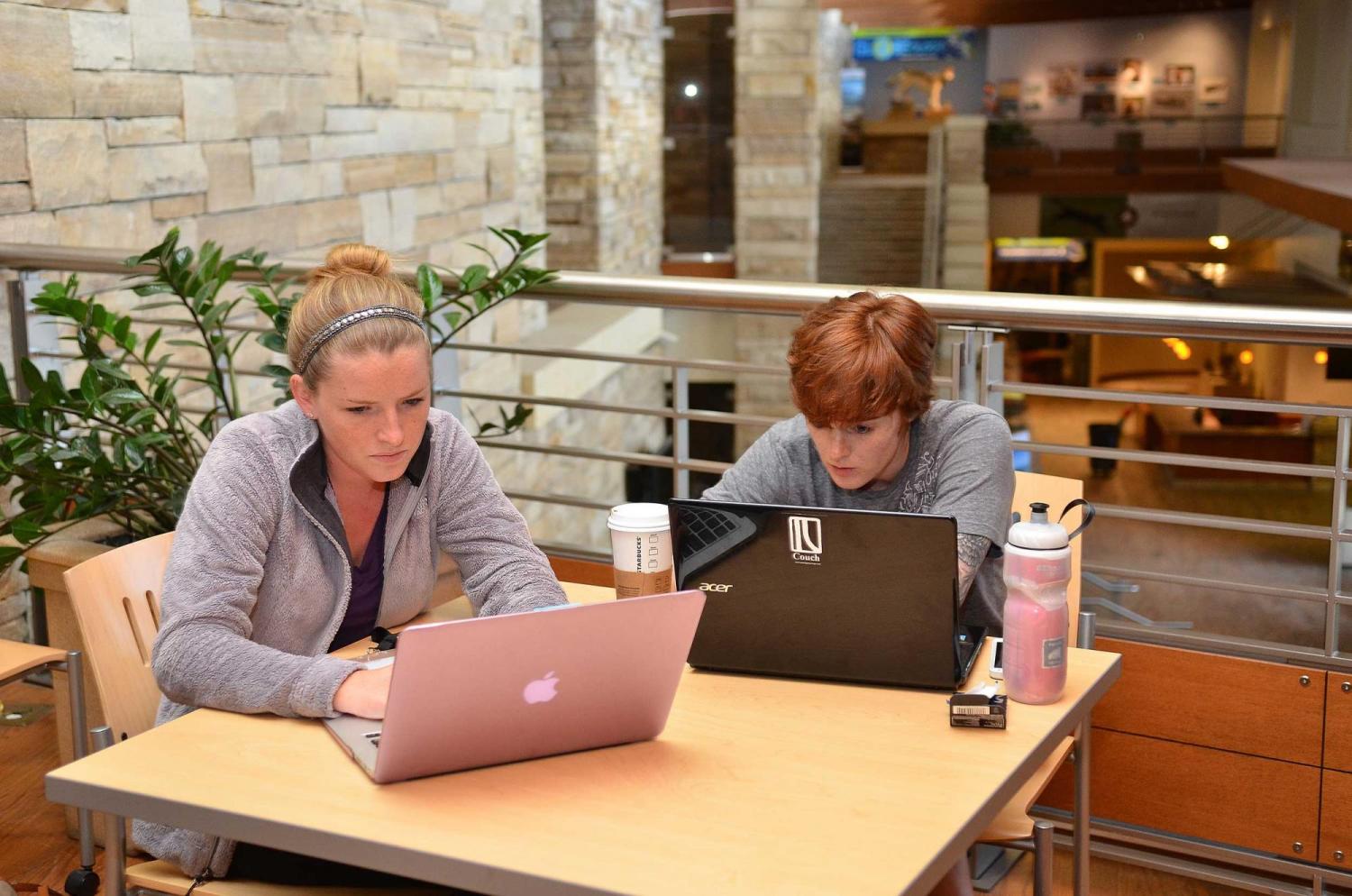 students on laptops