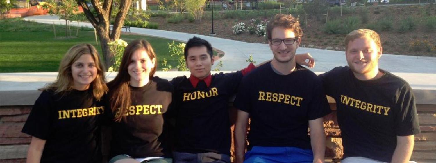 Students in t-shirts with honor words