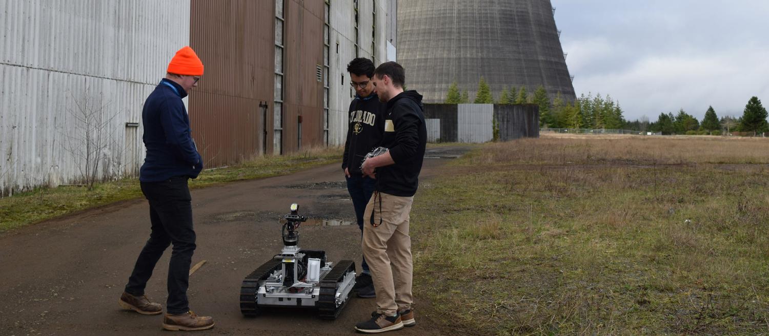 Students with robot