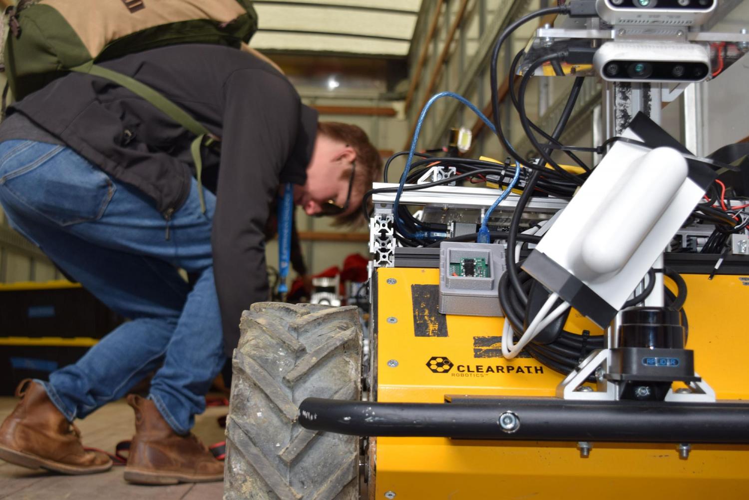 Student working on autonomous robot