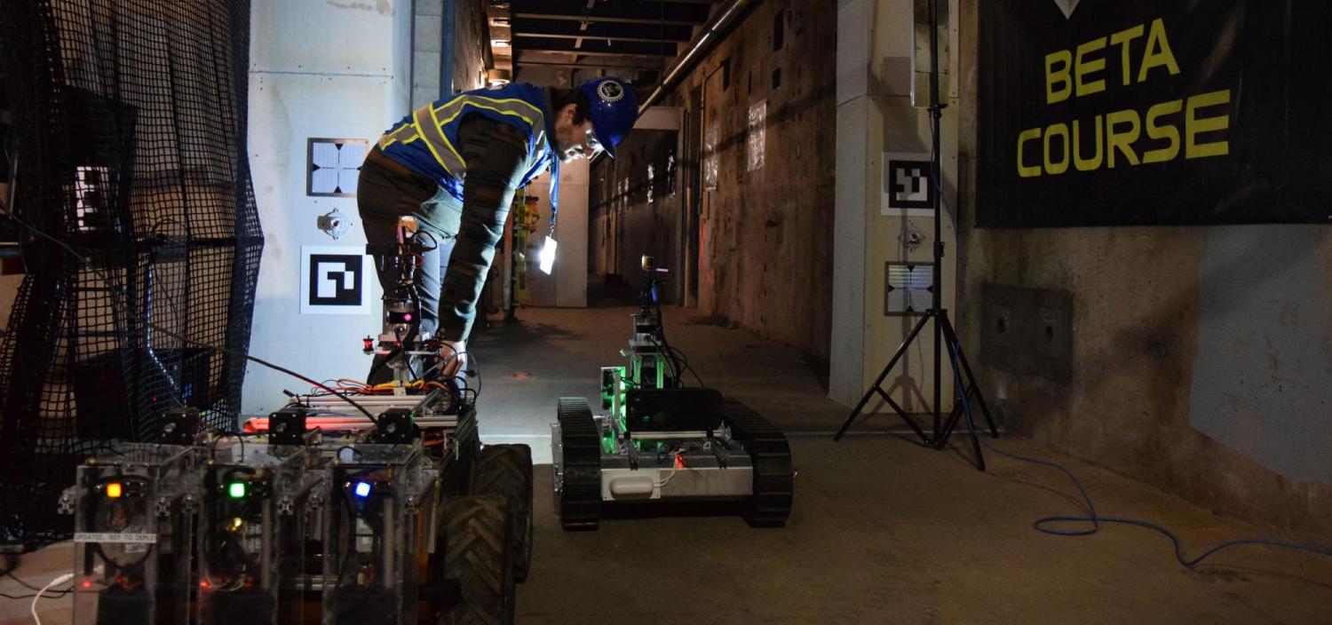 Student testing autonomous robot