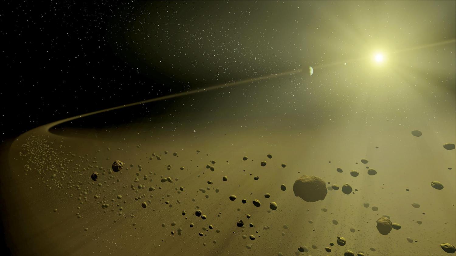 Ring of small fragments in space
