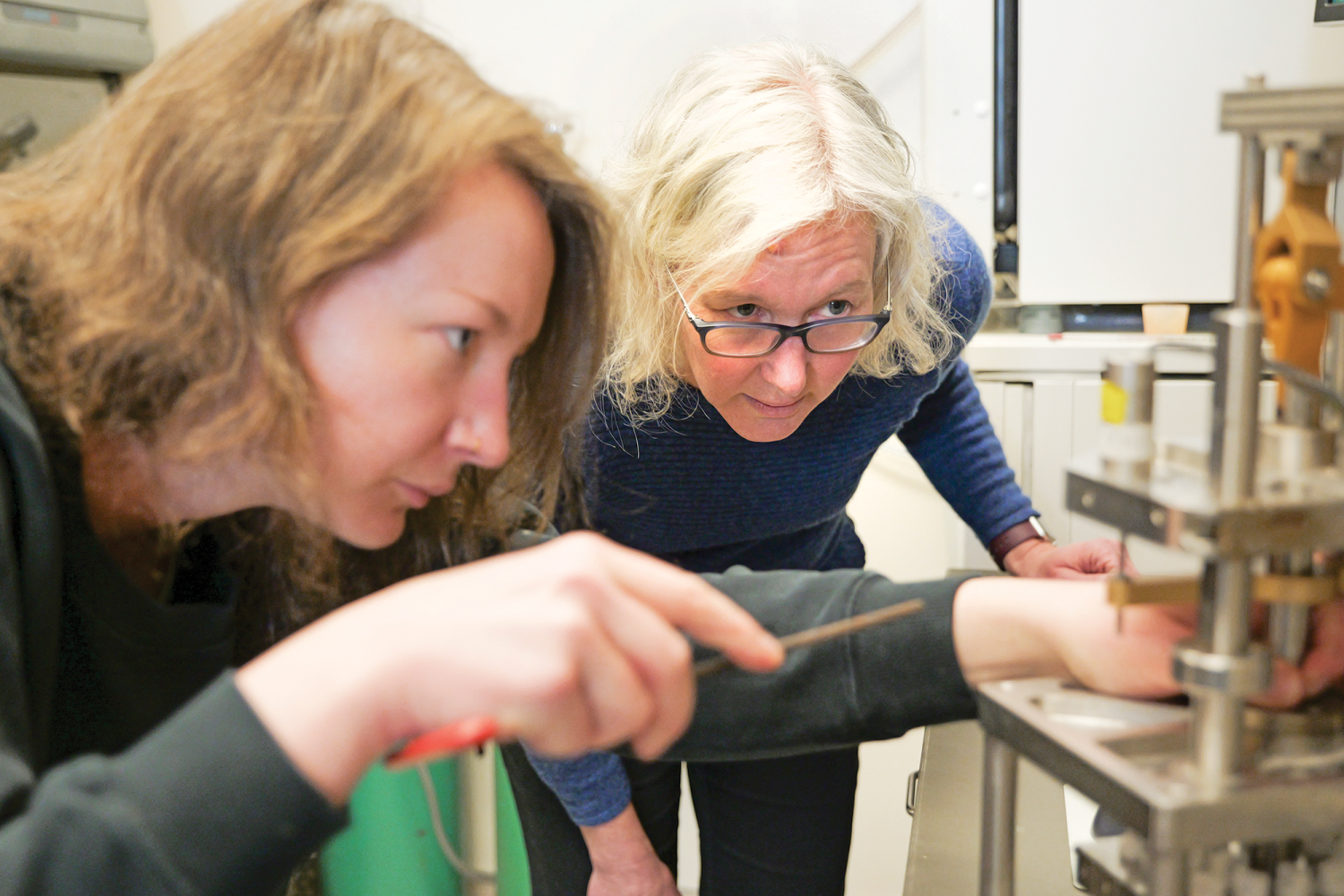Stephanie Bryant (right) in the lab