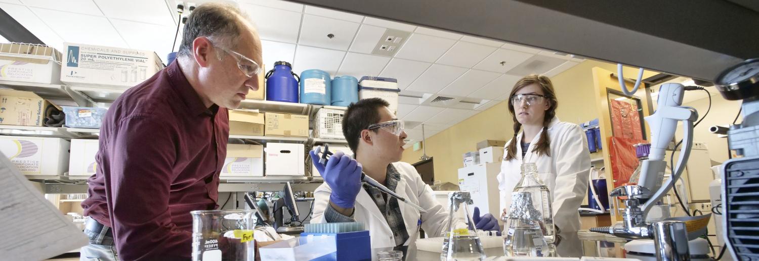 CU Boulder researcher Dr. Karl Linden conducts lab experiments with his students.