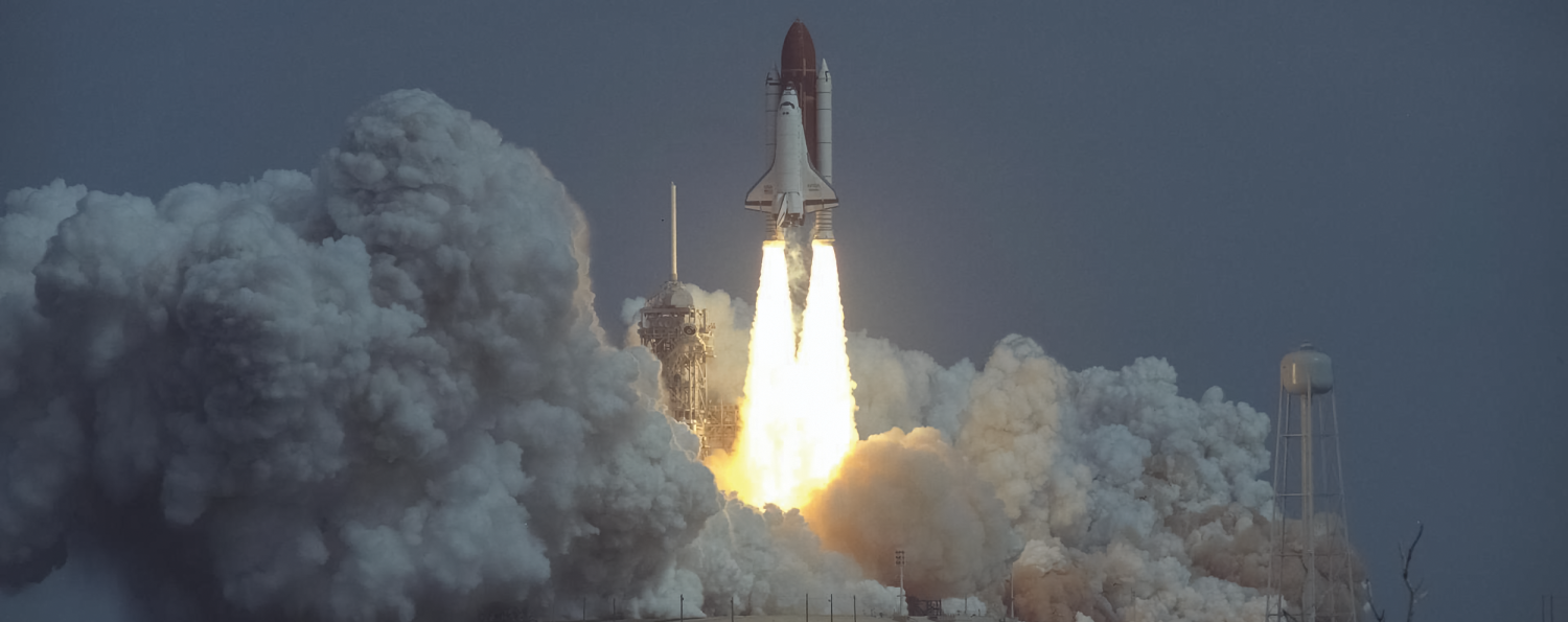 The space shuttle Atlantis lifts off from NASA’s Kennedy Space Center in Florida—marking BioServe’s first launch into orbit.
