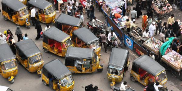 Rickshaws on the street in India