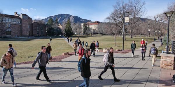 Students walking on campus