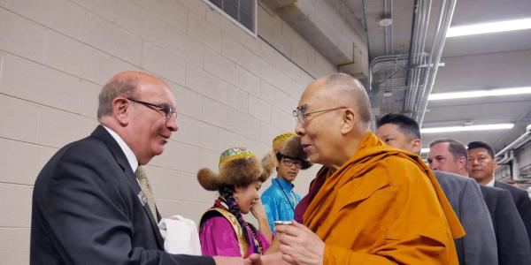 Chancellor Phil DiStefano with the Dalai Lama in 2016