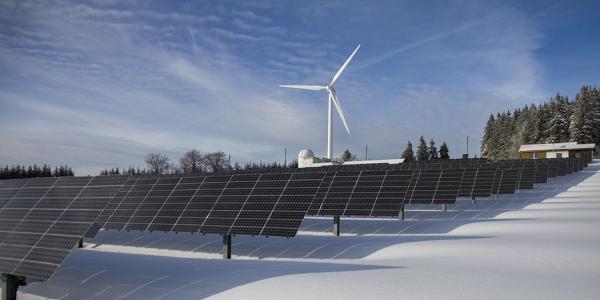 Solar panels in the snow