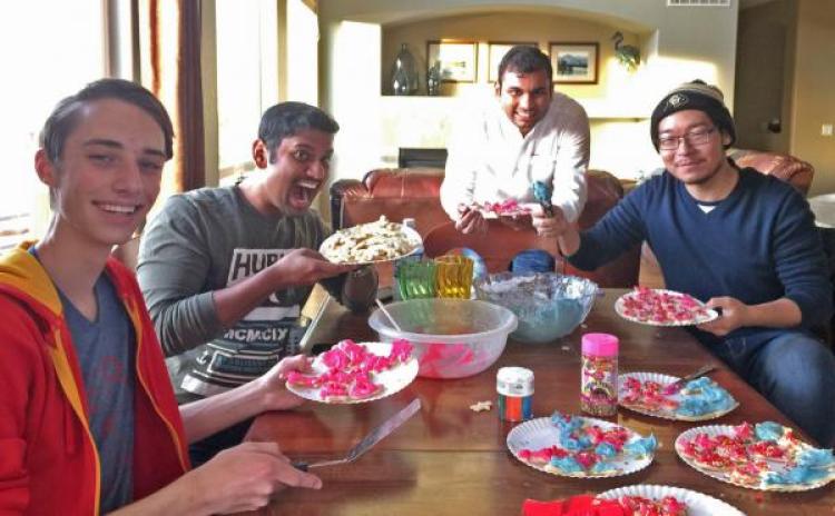 Akshat enjoyed celebrating American traditions, including decorating cookies on Valentine's day.