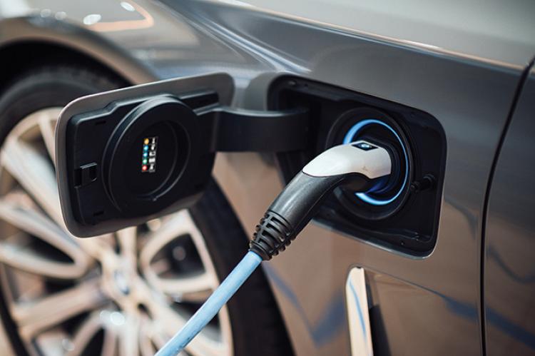 Electric car plugged in