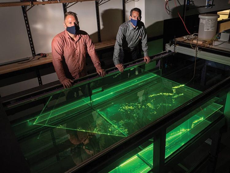 John Crimaldi and colleague conducting odor research