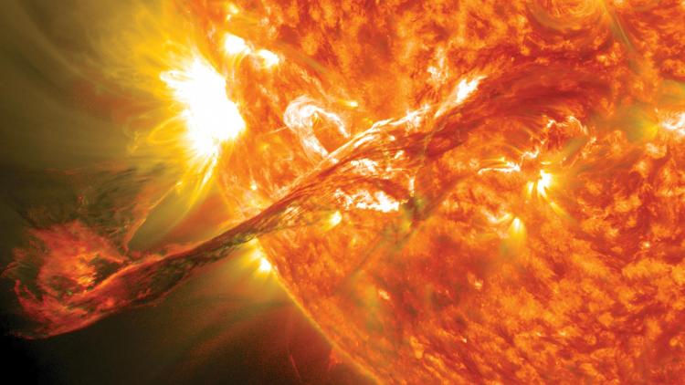 Coronal mass ejection erupts on the sun